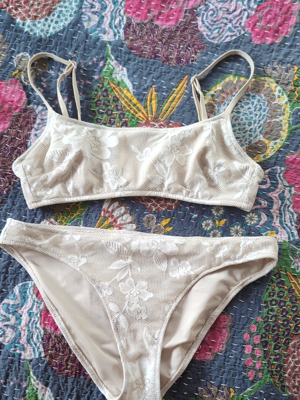 Bone White Two Piece Swim Suit